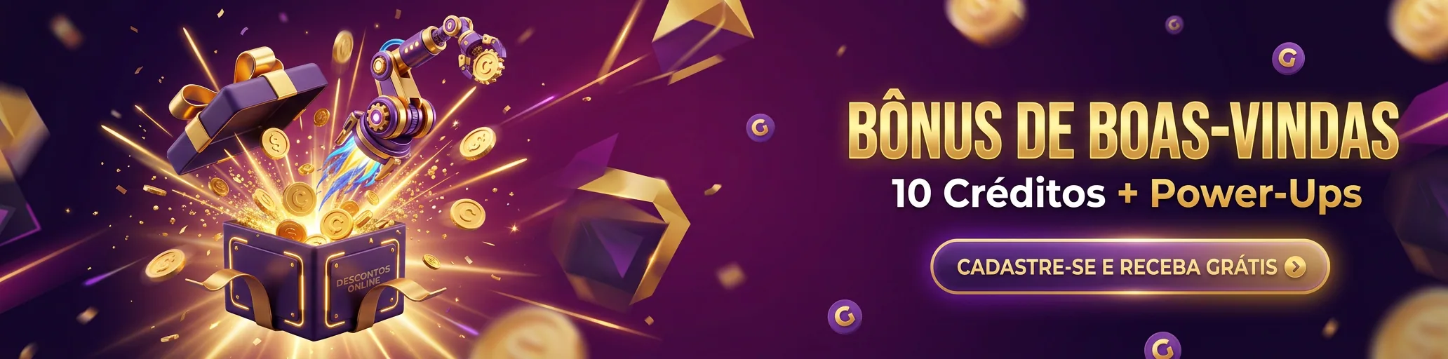 Bônus de boas-vindas: 50 créditos pra começar